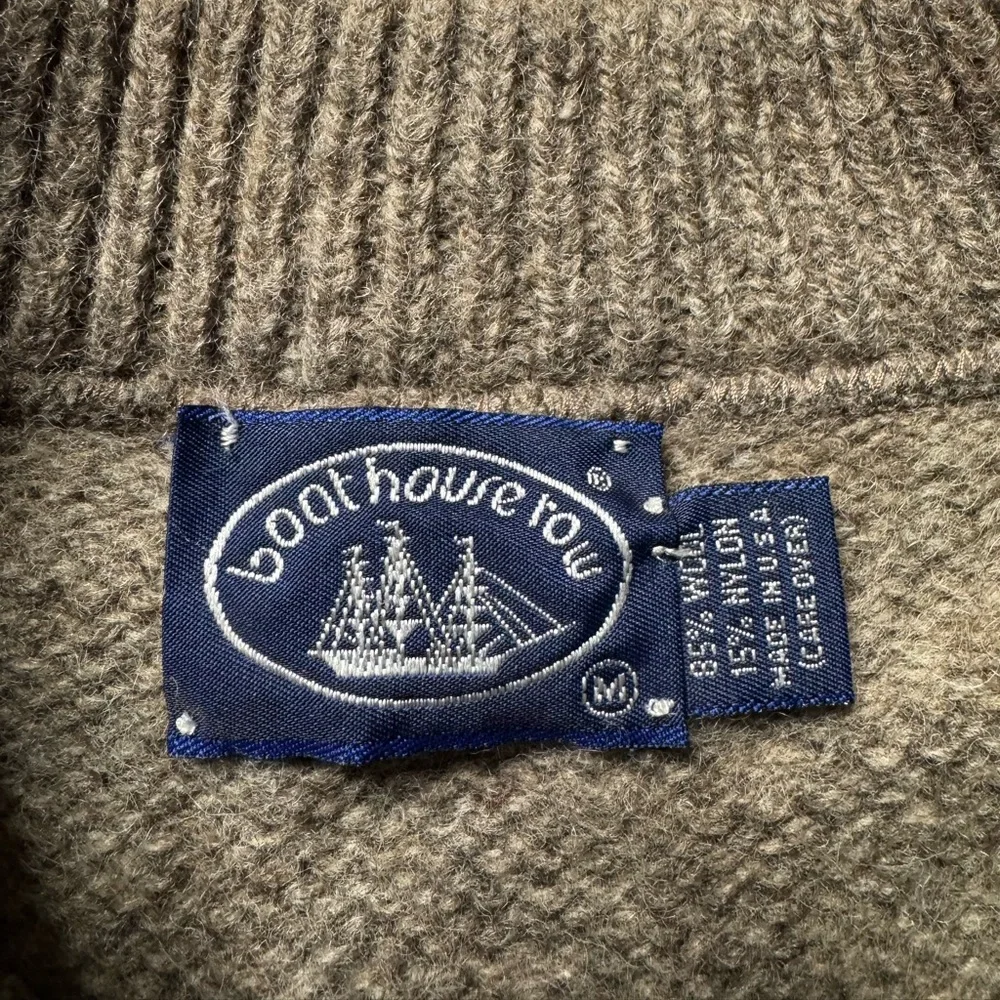 VTG Boathouse Row Made in USA Chunky Knit Wool Henley Sweater M